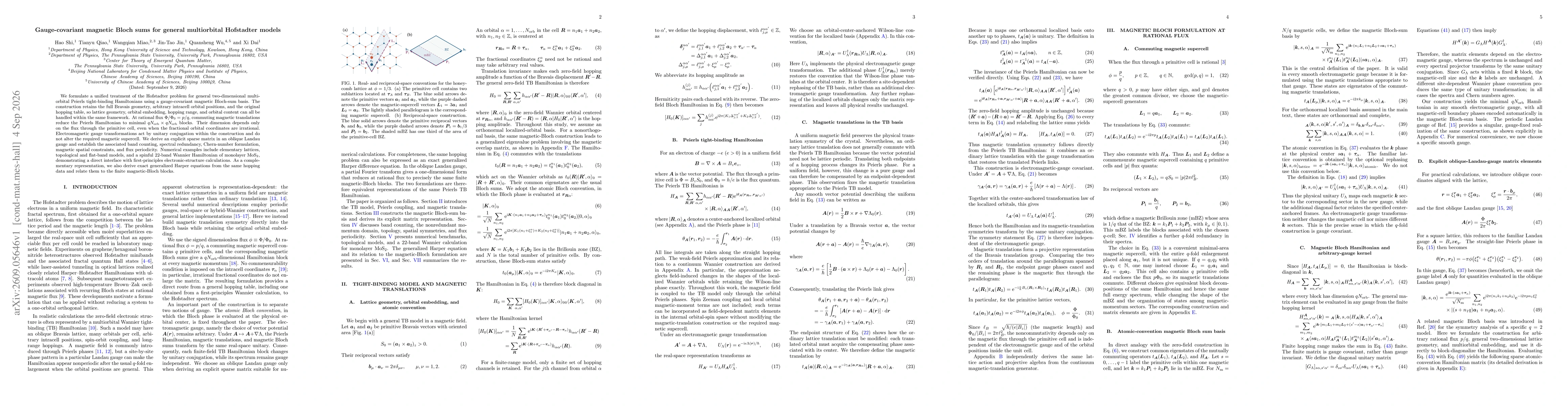 Thumbnail for Gauge-covariant magnetic Bloch sums for general multiorbital Hofstadter models