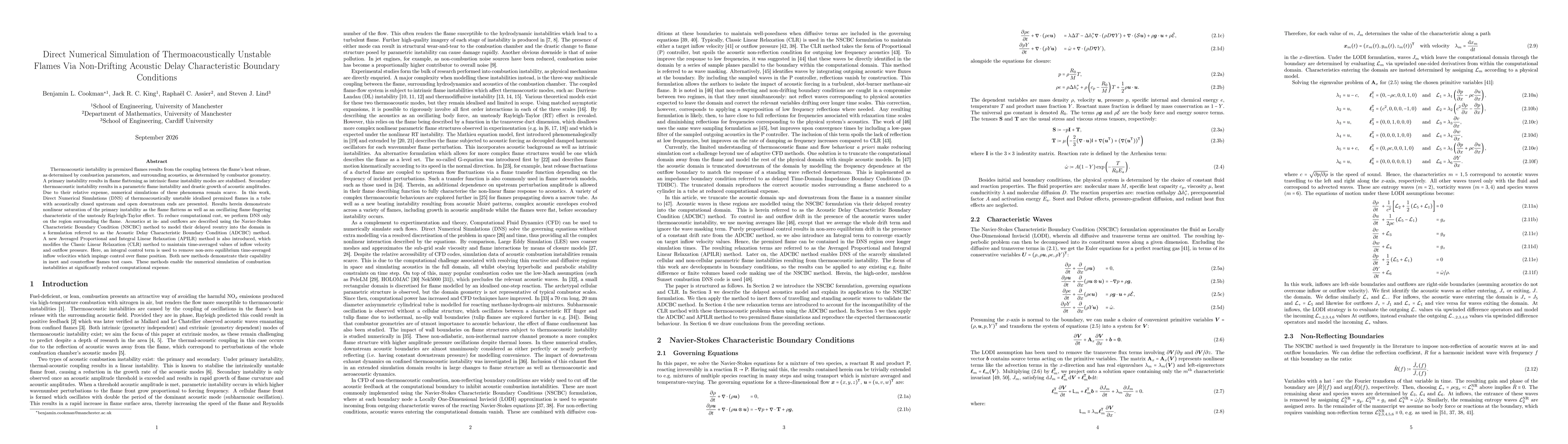 Thumbnail for Direct Numerical Simulation of Thermoacoustically Unstable Flames Via Non-Drifting Acoustic Delay Characteristic Boundary Conditions