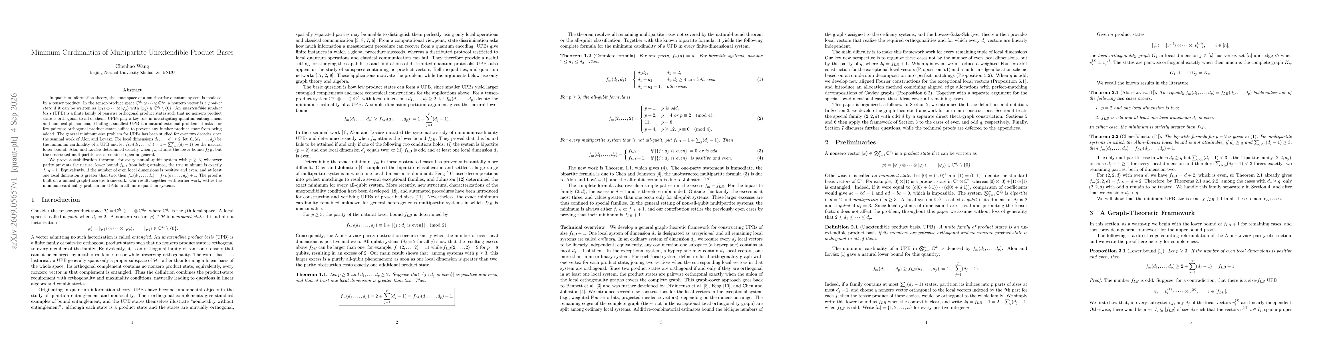 Thumbnail for Minimum Cardinalities of Multipartite Unextendible Product Bases