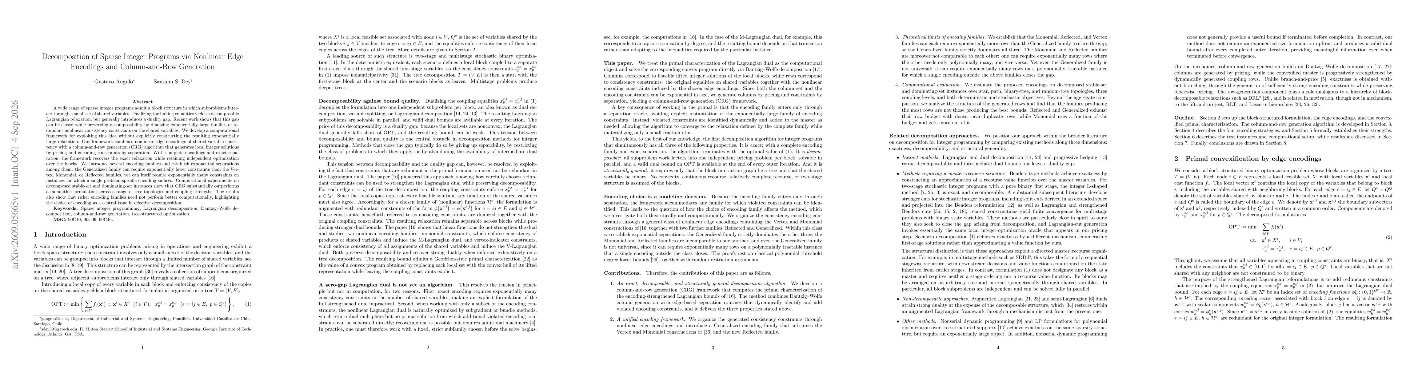 Thumbnail for Decomposition of Sparse Integer Programs via Nonlinear Edge Encodings and Column-and-Row Generation