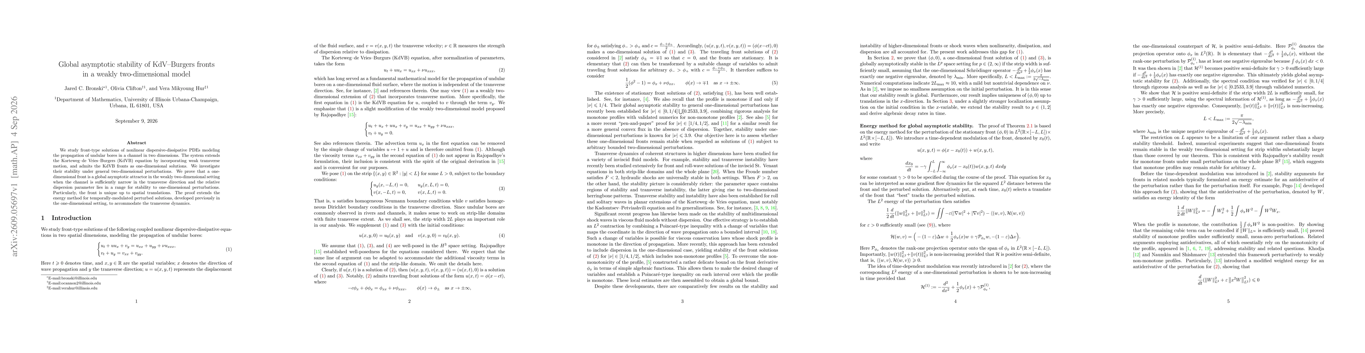 Thumbnail for Global asymptotic stability of KdV-Burgers fronts in a weakly two-dimensional model
