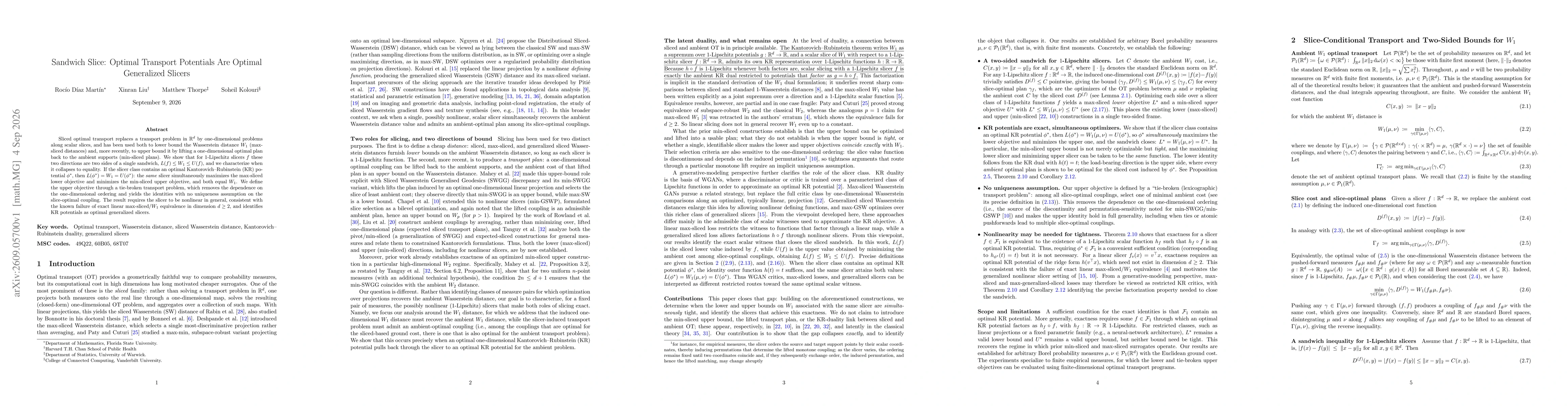 Thumbnail for Sandwich Slice: Optimal Transport Potentials Are Optimal Generalized Slicers