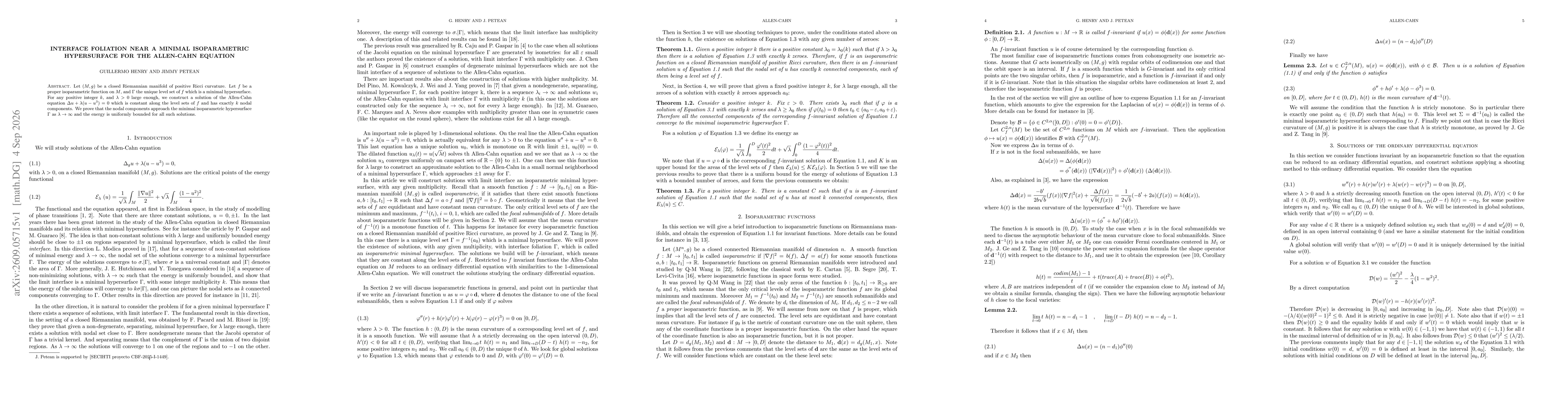 Thumbnail for Interface foliation near a minimal isoparametric hypersurface for the Allen-Cahn equation
