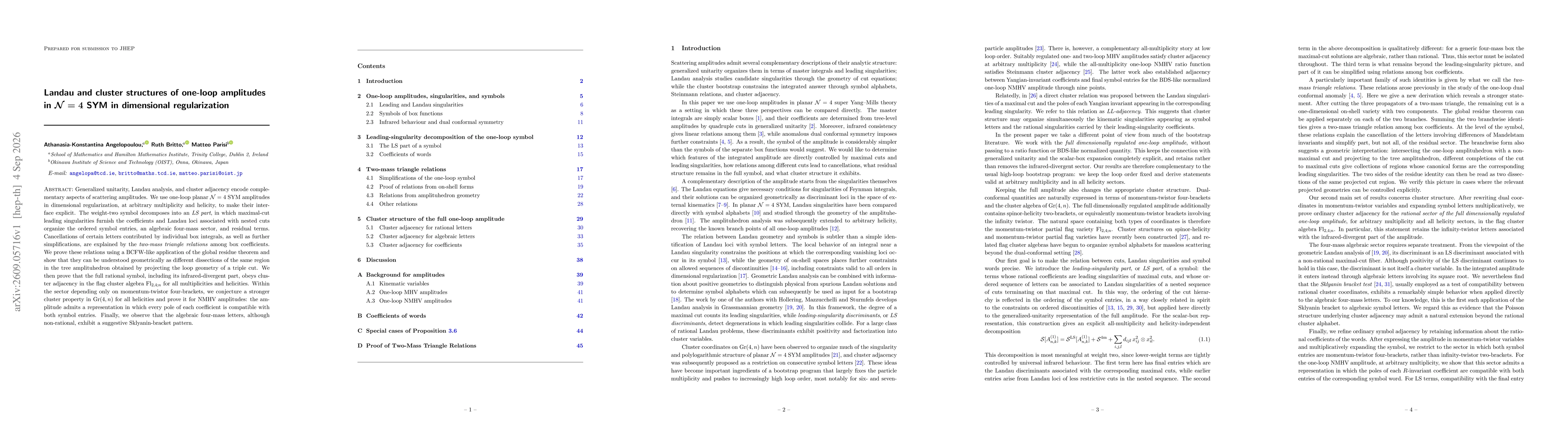 Thumbnail for Landau and cluster structures of one-loop amplitudes in ${\mathcal N}=4$ SYM in dimensional regularization