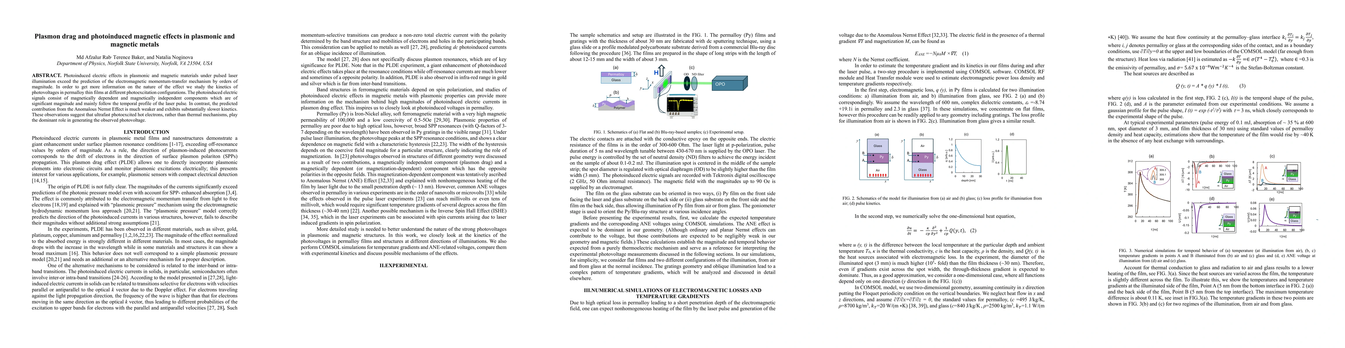 Thumbnail for Plasmon drag and photoinduced magnetic effects in plasmonic and magnetic metals