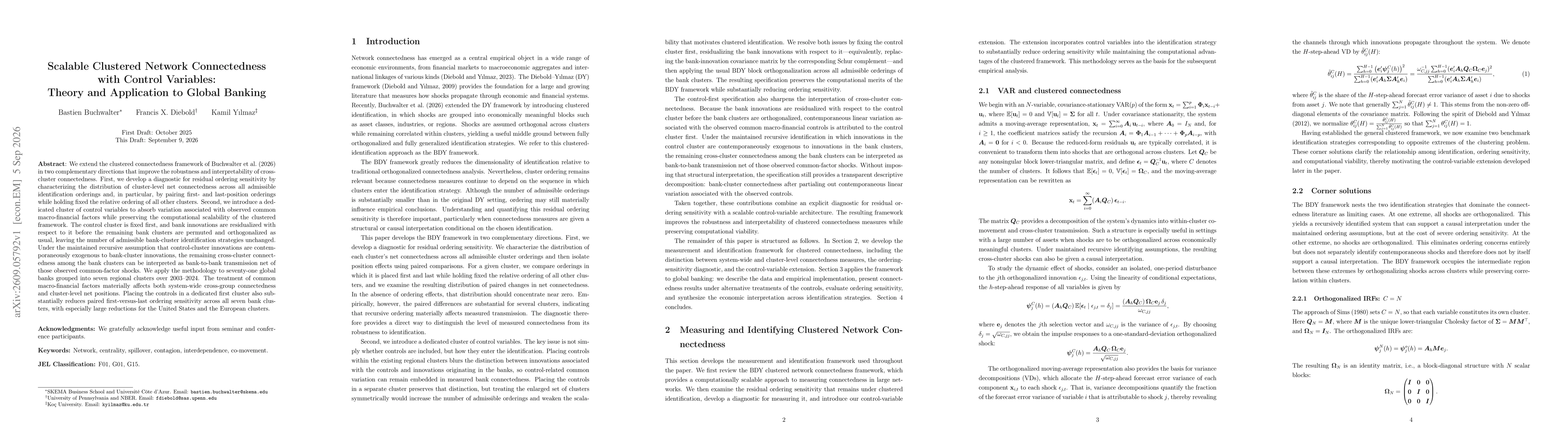 Thumbnail for Scalable Clustered Network Connectedness with Control Variables: Theory and Application to Global Banking