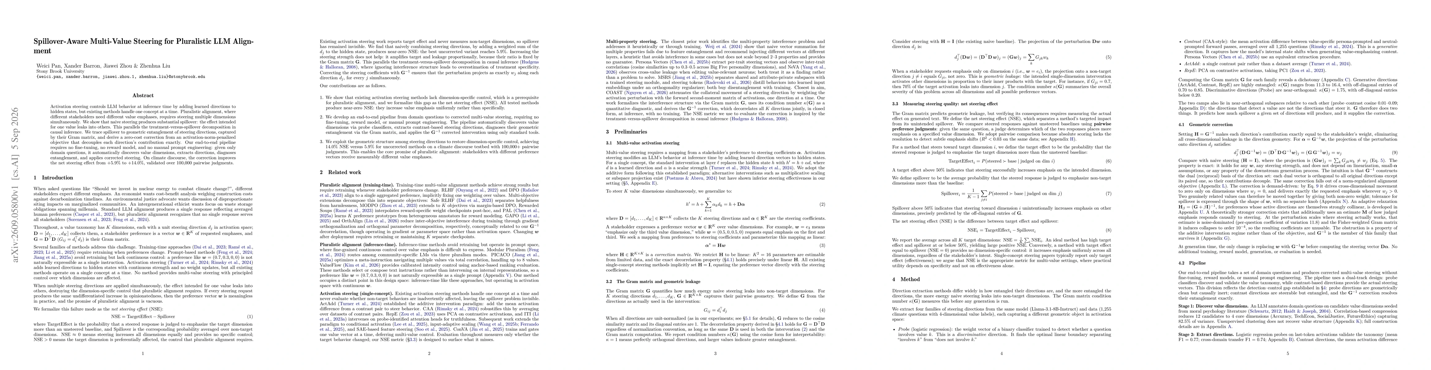 Thumbnail for Spillover-Aware Multi-Value Steering for Pluralistic LLM Alignment