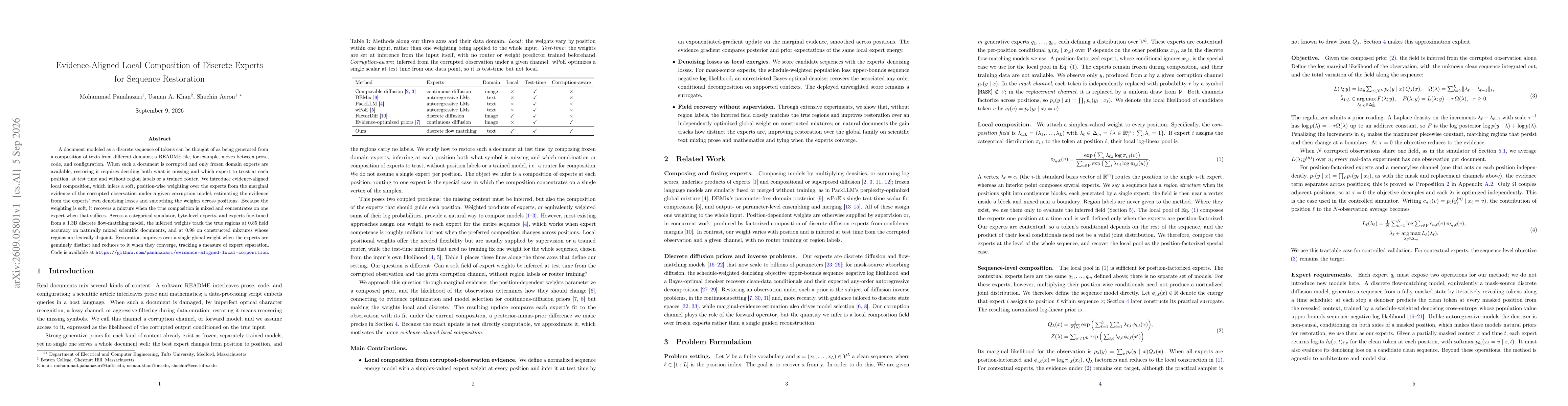 Thumbnail for Evidence-Aligned Local Composition of Discrete Experts for Sequence Restoration