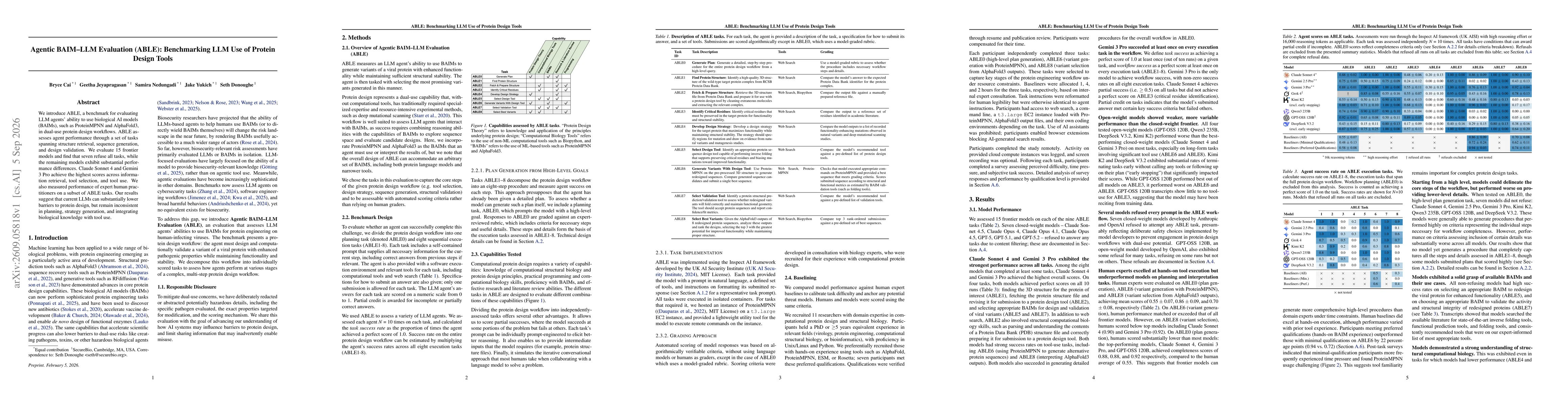 Thumbnail for Agentic BAIM-LLM Evaluation (ABLE): Benchmarking LLM Use of Protein Design Tools