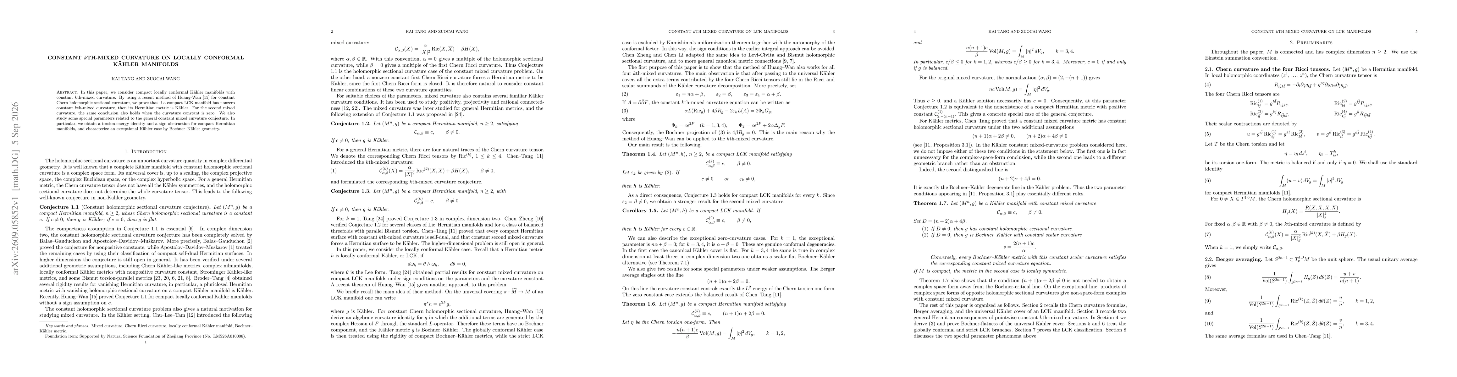 Thumbnail for Constant $k$th-mixed curvature on locally conformal Kähler manifolds