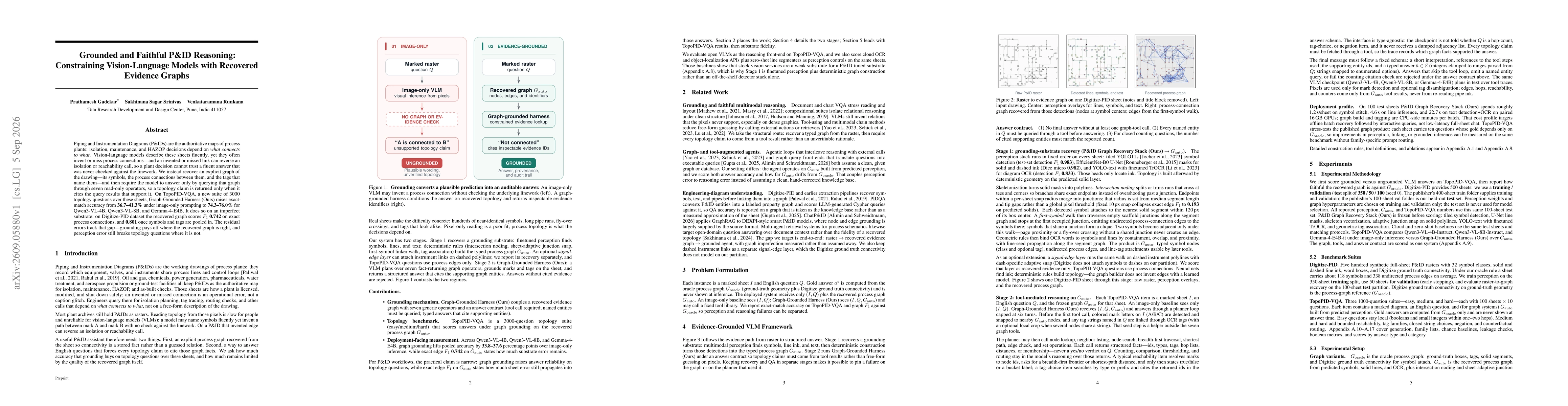 Thumbnail for Grounded and Faithful P&ID Reasoning: Constraining Vision-Language Models with Recovered Evidence Graphs