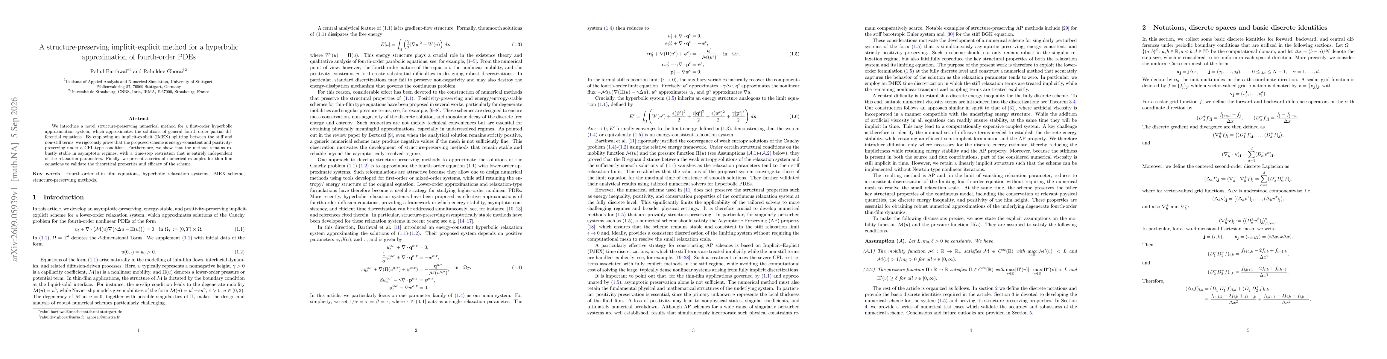 Thumbnail for A structure-preserving implicit-explicit method for a hyperbolic approximation of fourth-order PDEs