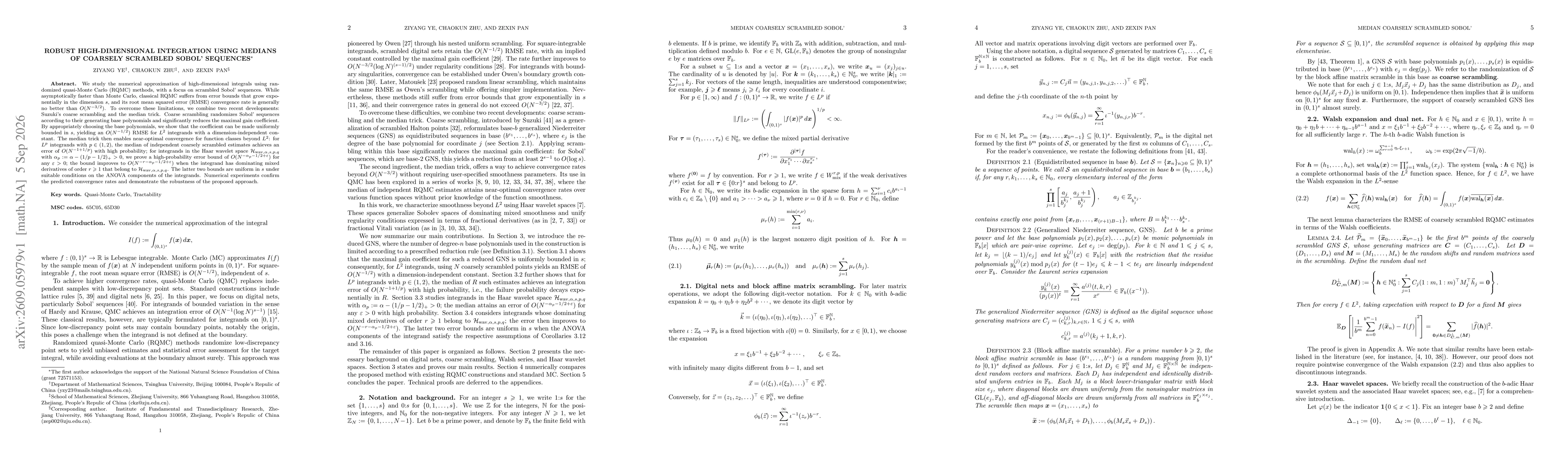 Thumbnail for Robust high-dimensional integration using medians of coarsely scrambled Sobol' sequences