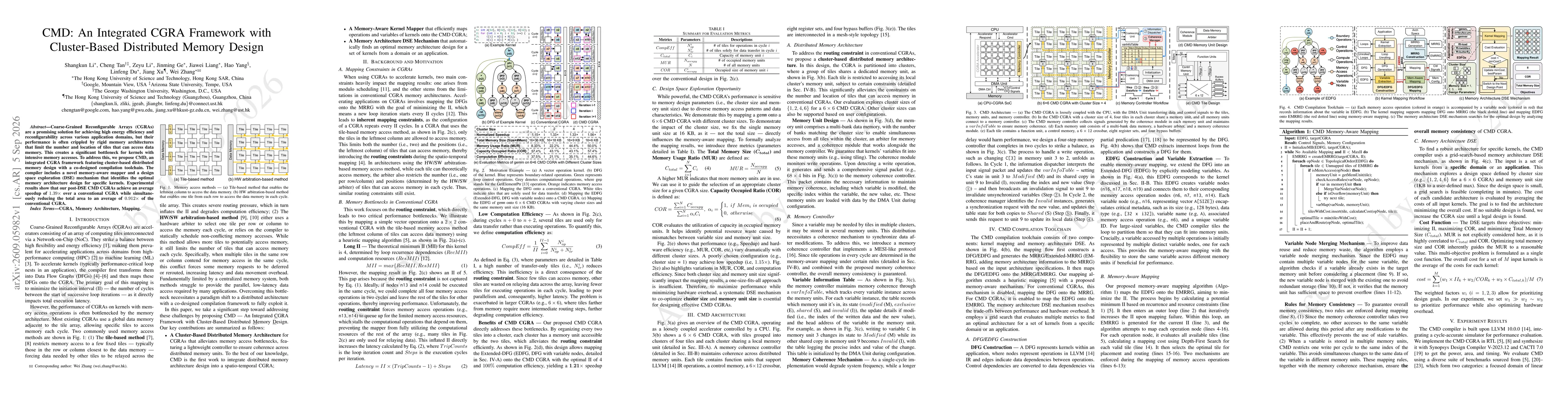 Thumbnail for CMD: An Integrated CGRA Framework with Cluster-Based Distributed Memory Design