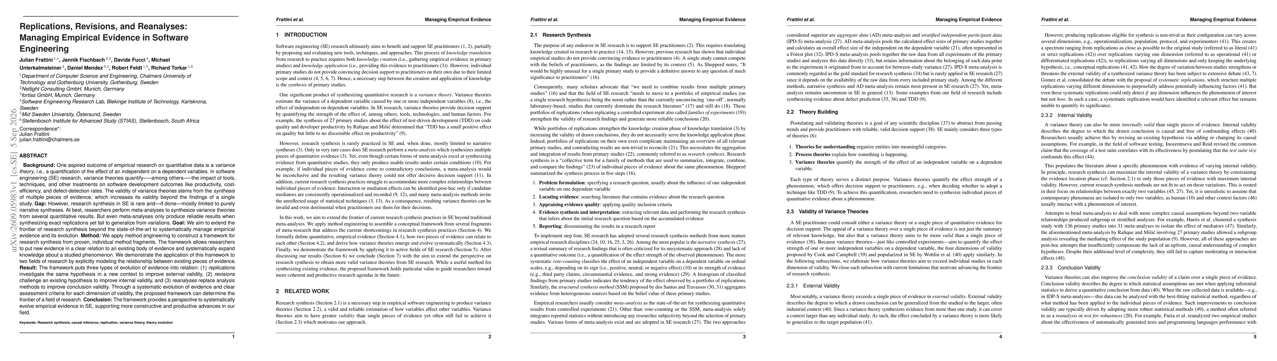Thumbnail for Replications, Revisions, and Reanalyses: Managing Empirical Evidence in Software Engineering