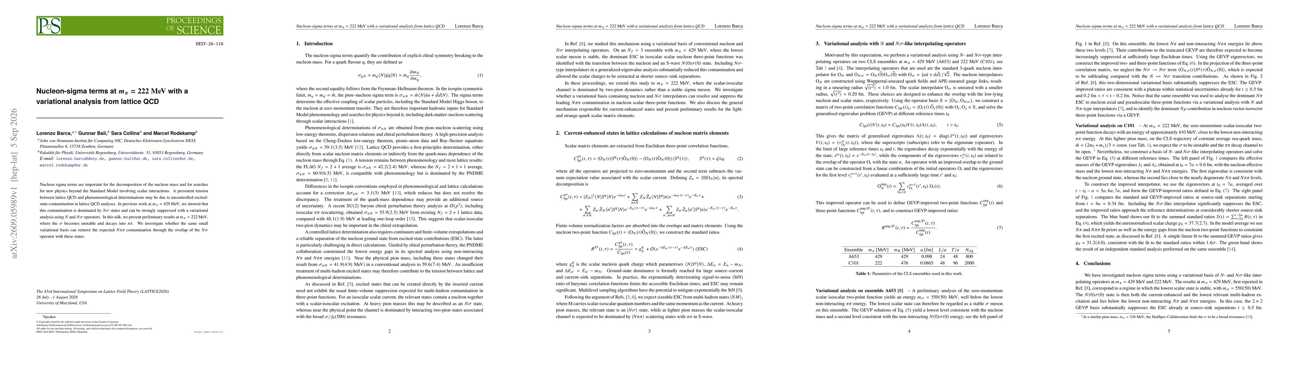 Thumbnail for Nucleon-sigma terms at $m_π=222 ~\rm MeV$ with a variational analysis from lattice QCD