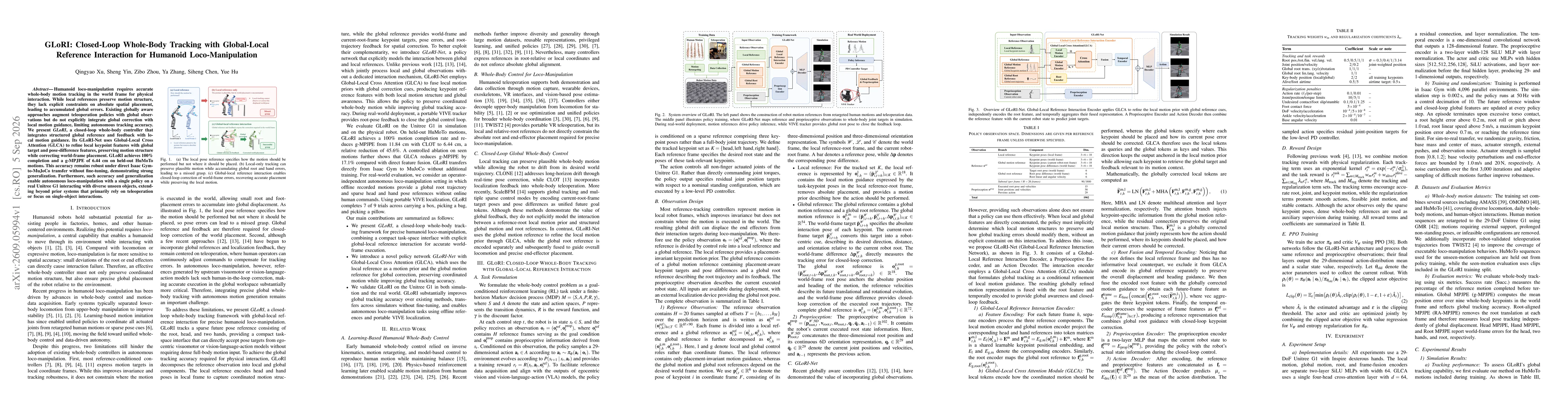 Thumbnail for GLoRI: Closed-Loop Whole-Body Tracking with Global-Local Reference Interaction for Humanoid Loco-Manipulation