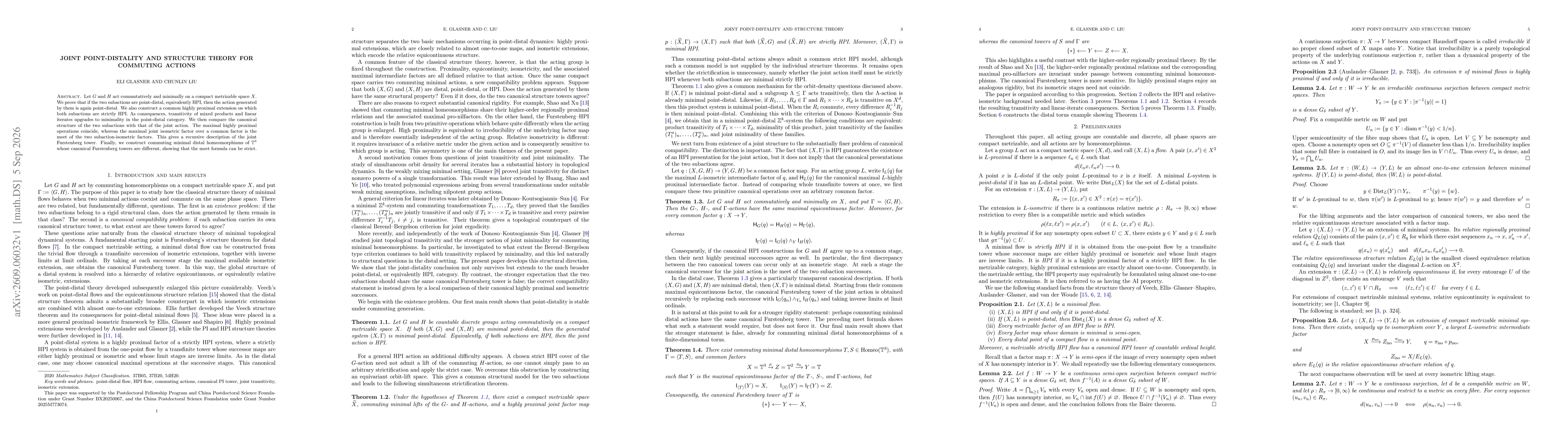 Thumbnail for Joint Point-Distality and structure theory for commuting actions
