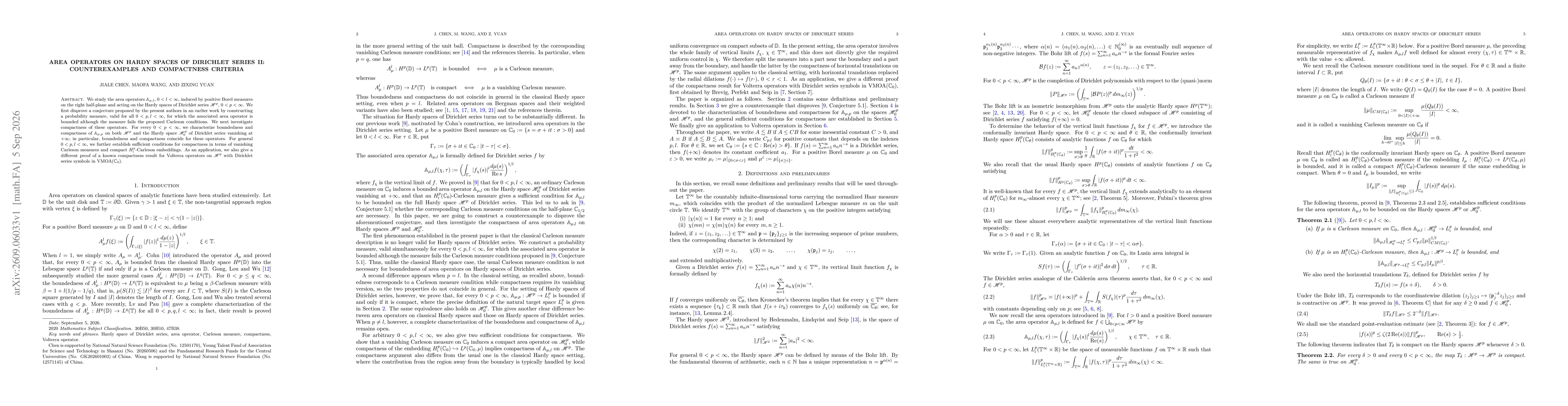 Thumbnail for Area operators on Hardy spaces of Dirichlet series II: counterexamples and compactness criteria