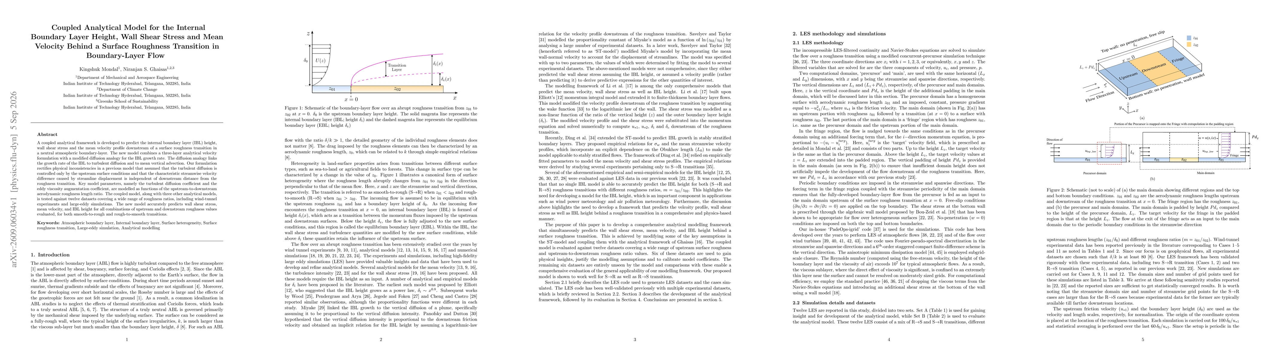 Thumbnail for Coupled Analytical Model for the Internal Boundary Layer Height, Wall Shear Stress and Mean Velocity Behind a Surface Roughness Transition in Boundary-Layer Flow