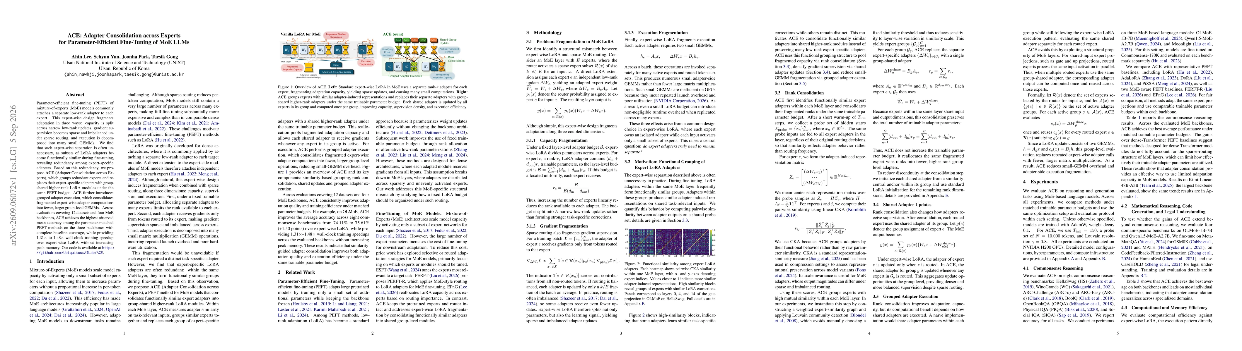 Thumbnail for ACE: Adapter Consolidation across Experts for Parameter-Efficient Fine-Tuning of MoE LLMs