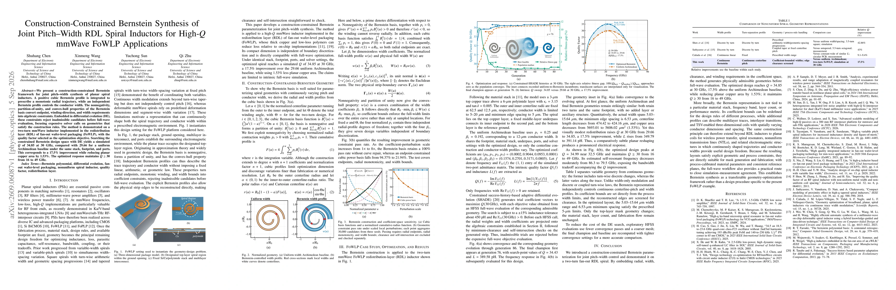 Thumbnail for Construction-Constrained Bernstein Synthesis of Joint Pitch-Width RDL Spiral Inductors for High-Q mmWave FoWLP Applications