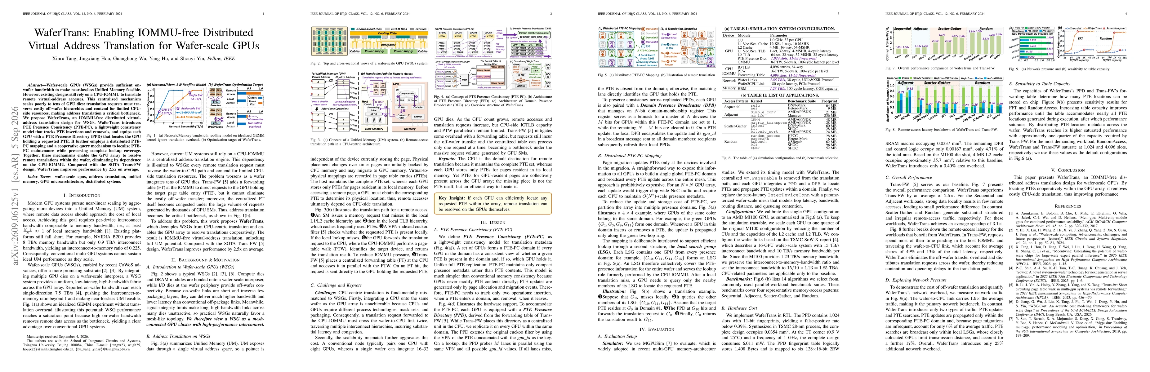 Thumbnail for WaferTrans: Enabling IOMMU-free Distributed Virtual Address Translation for Wafer-scale GPUs