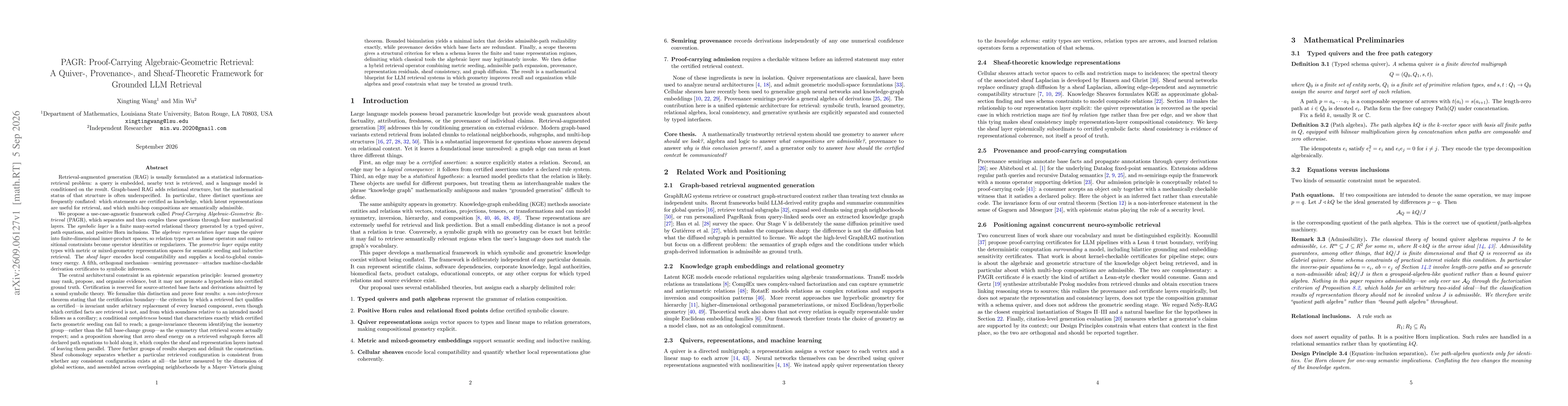 Thumbnail for PAGR: Proof-Carrying Algebraic-Geometric Retrieval: A Quiver-, Provenance-, and Sheaf-Theoretic Framework for Grounded LLM Retrieval