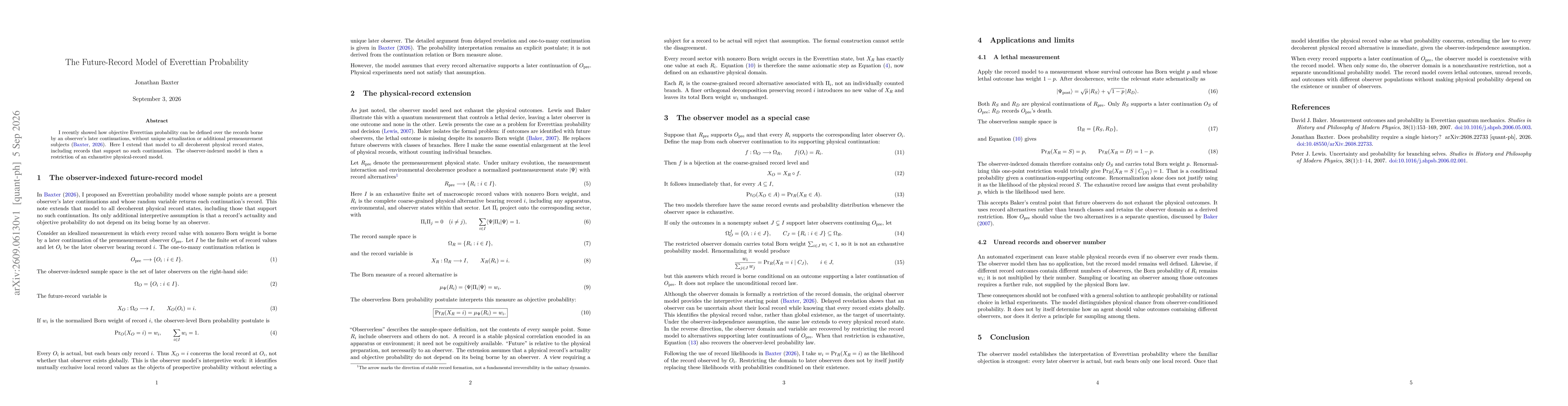 Thumbnail for The Future-Record Model of Everettian Probability