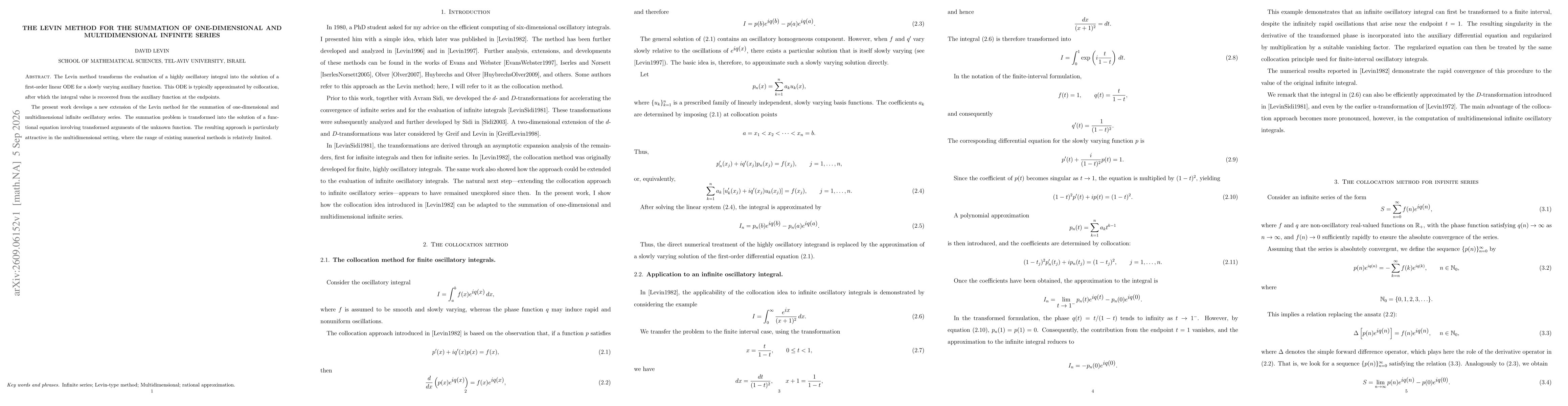 Thumbnail for The Levin Method for the Summation of One-dimensional and Multidimensional Infinite Series