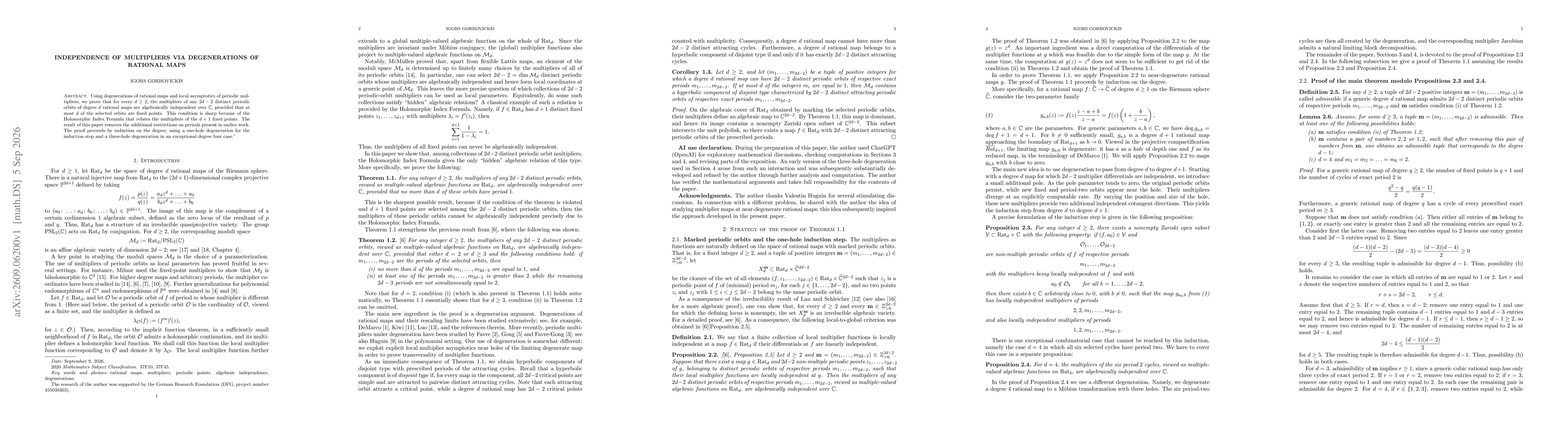 Thumbnail for Independence of multipliers via degenerations of rational maps