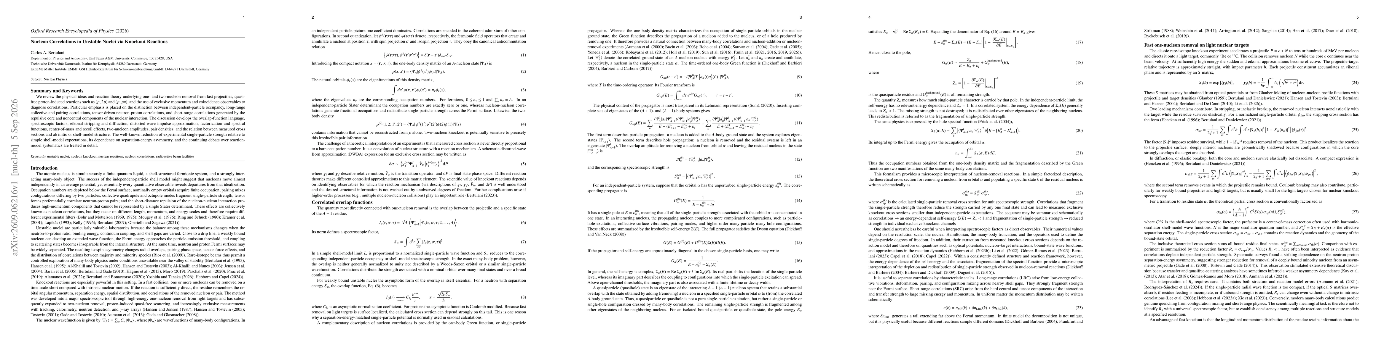 Thumbnail for Nucleon Correlations in Unstable Nuclei via Knockout Reactions
