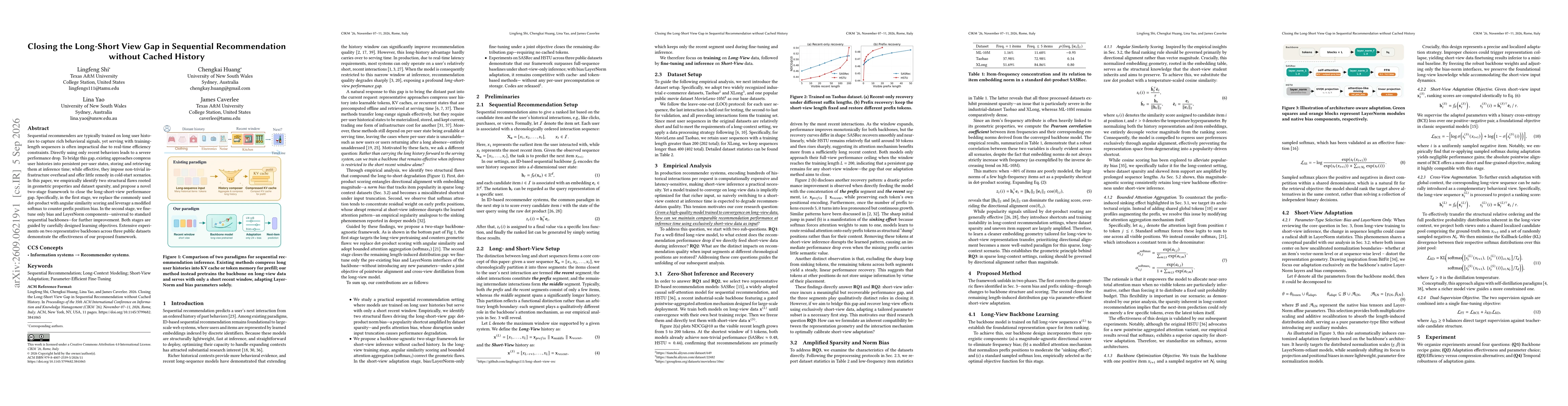 Thumbnail for Closing the Long-Short View Gap in Sequential Recommendation without Cached History