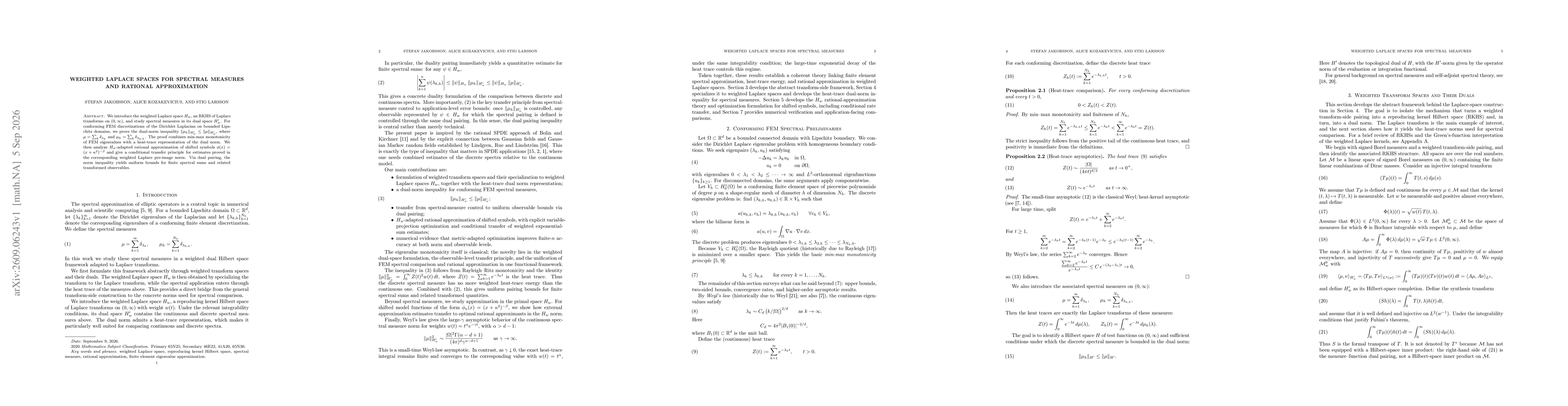 Thumbnail for Weighted Laplace Spaces for Spectral Measures and Rational Approximation