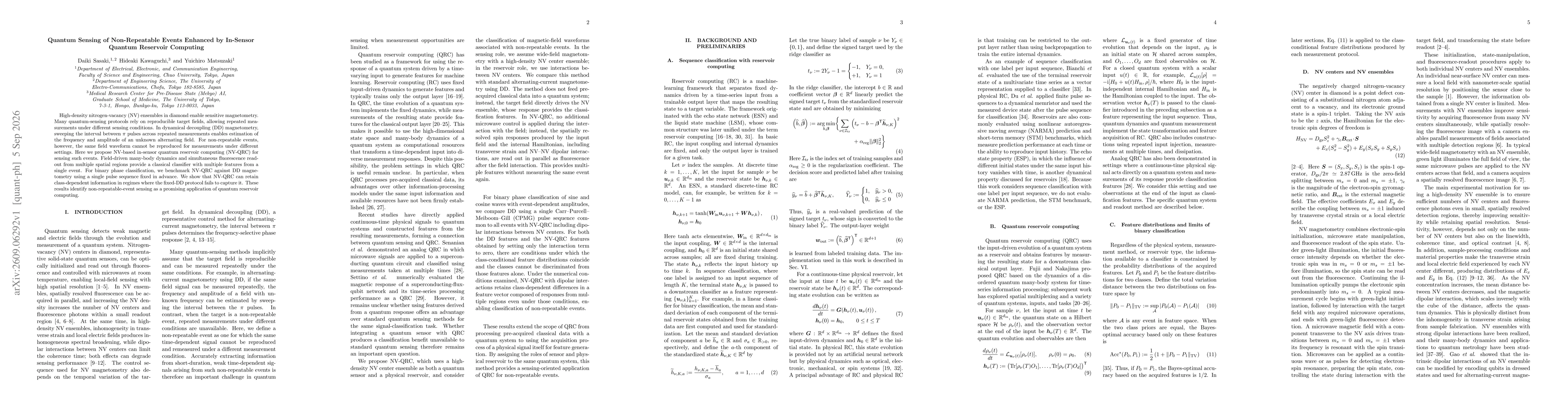 Thumbnail for Quantum Sensing of Non-Repeatable Events Enhanced by In-Sensor Quantum Reservoir Computing