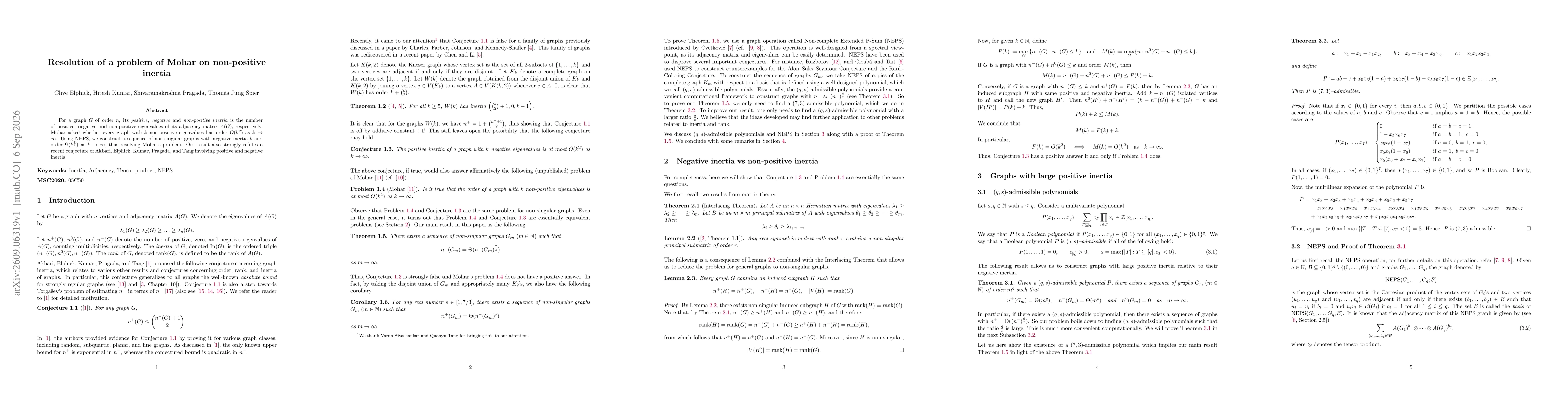 Thumbnail for Resolution of a problem of Mohar on non-positive inertia