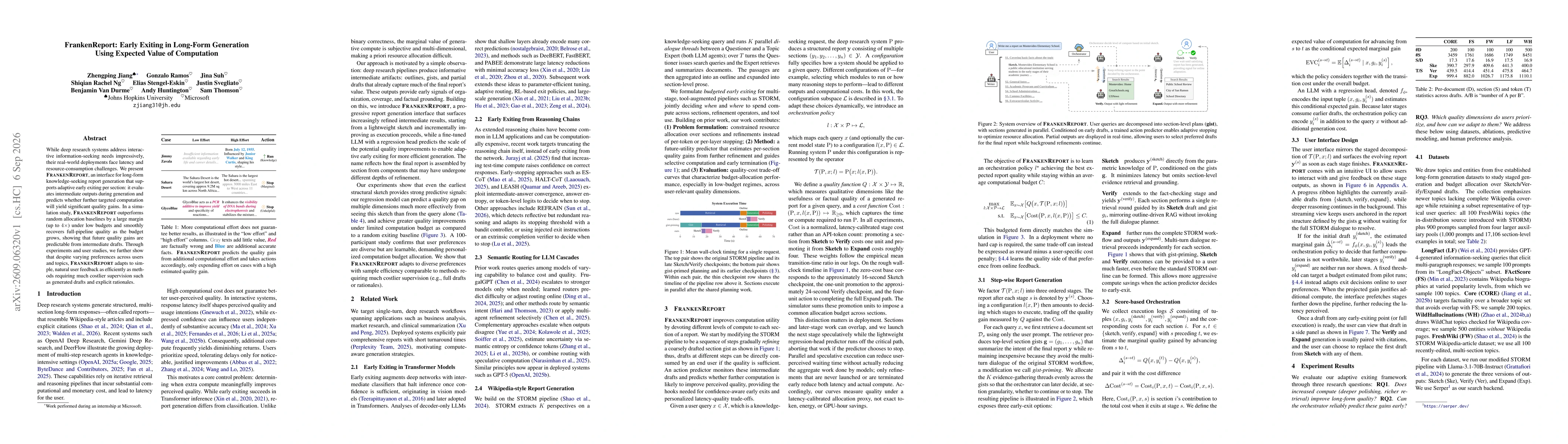 Thumbnail for FrankenReport: Early Exiting in Long-Form Generation Using Expected Value of Computation