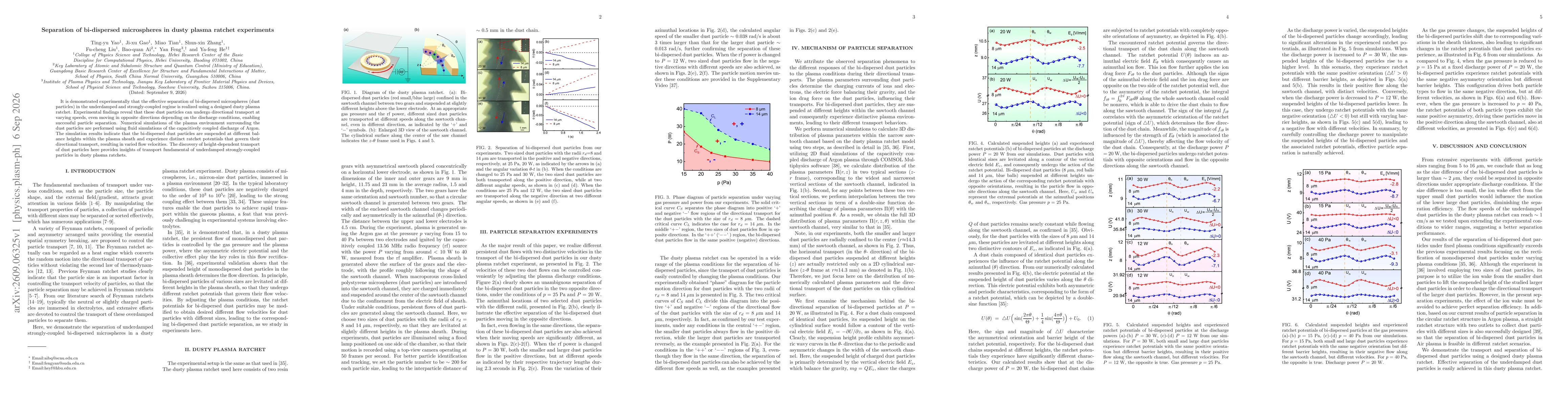 Thumbnail for Separation of bi-dispersed microspheres in dusty plasma ratchet experiments
