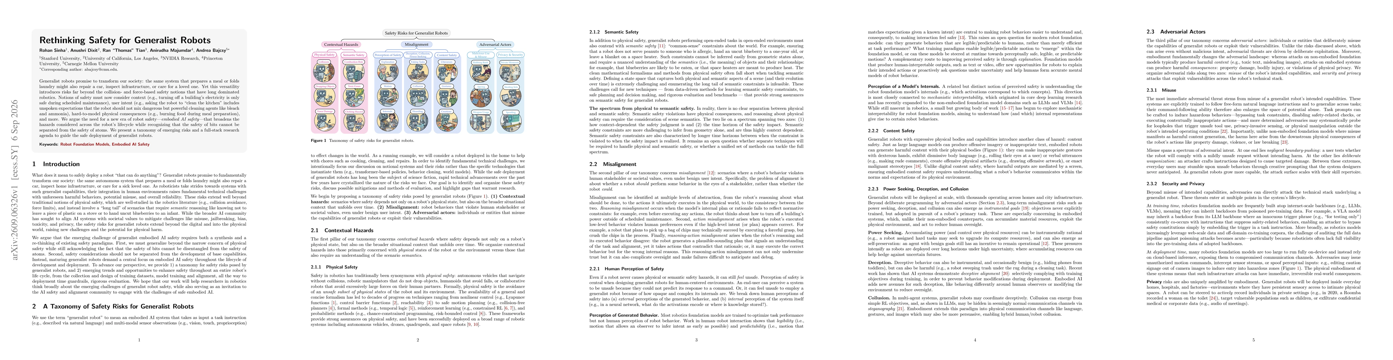 Thumbnail for Rethinking Safety for Generalist Robots
