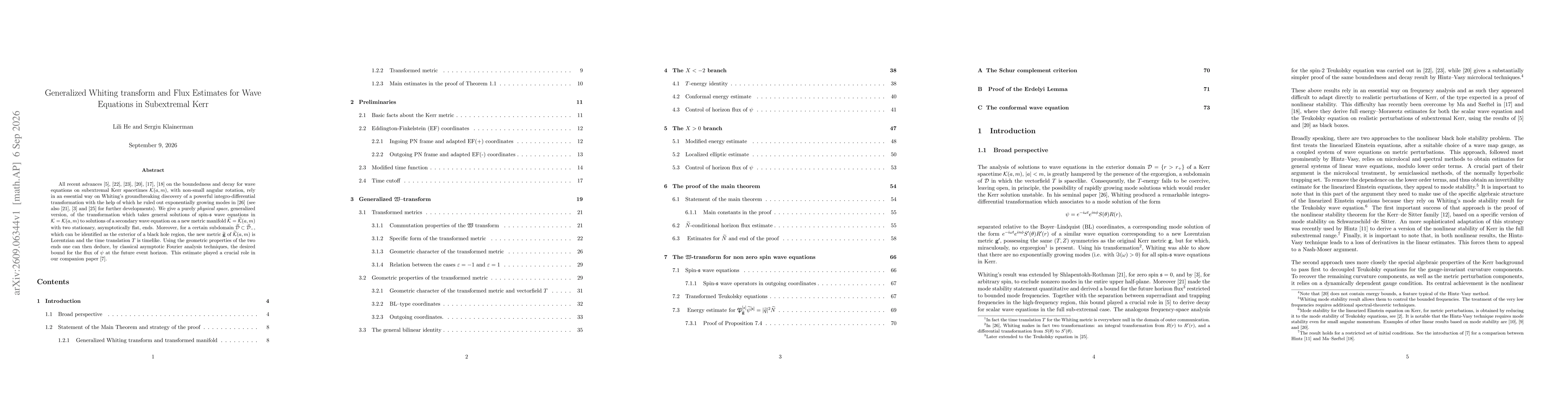 Thumbnail for Generalized Whiting transform and Flux Estimates for Wave Equations in Subextremal Kerr