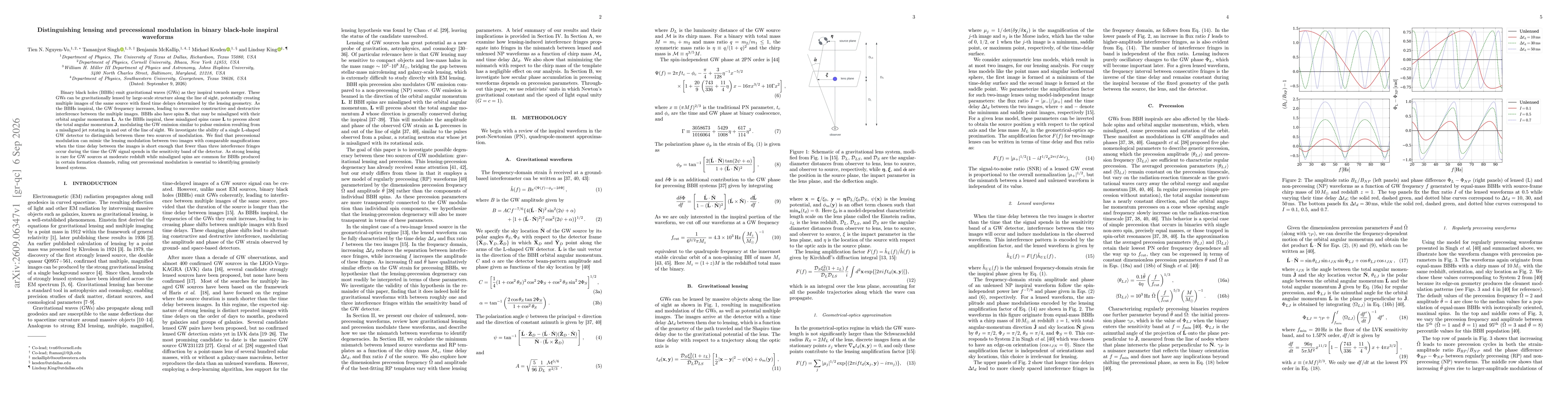 Thumbnail for Distinguishing lensing and precessional modulation in binary black-hole inspiral waveforms
