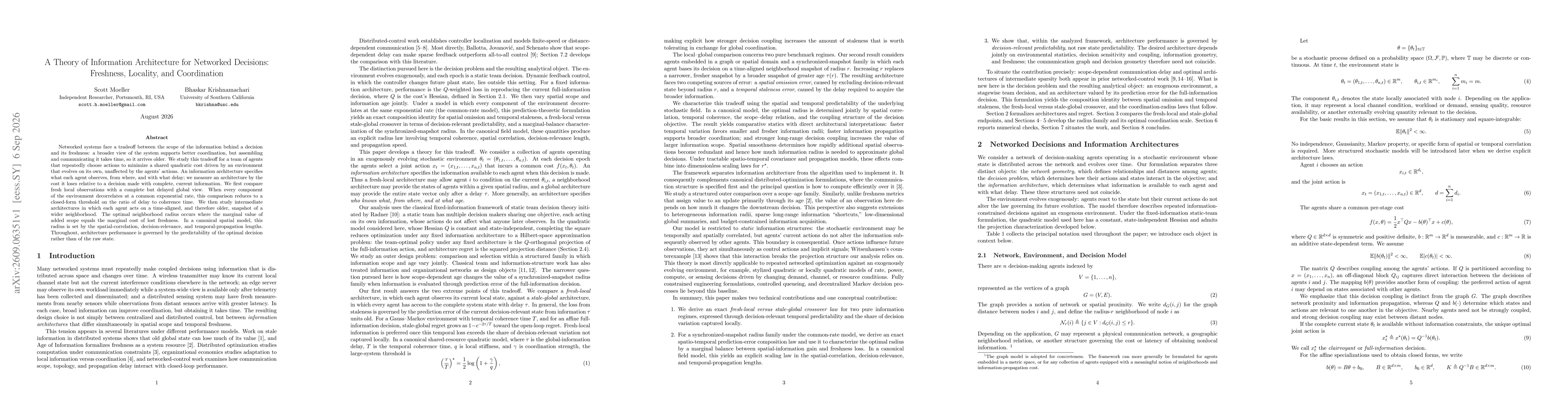 Thumbnail for A Theory of Information Architecture for Networked Decisions: Freshness, Locality, and Coordination