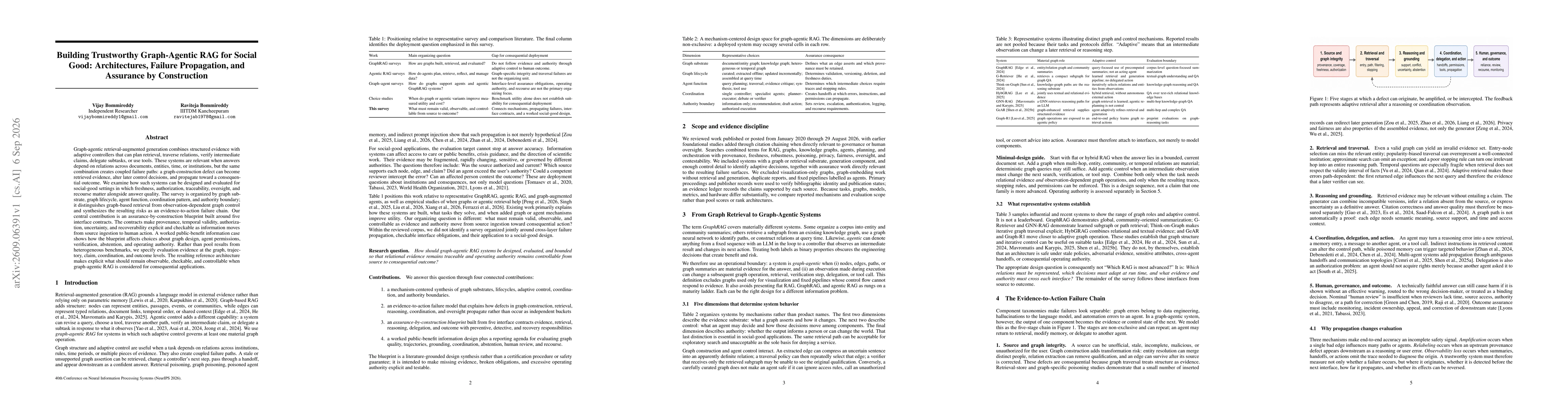 Thumbnail for Building Trustworthy Graph-Agentic RAG for Social Good: Architectures, Failure Propagation, and Assurance by Construction