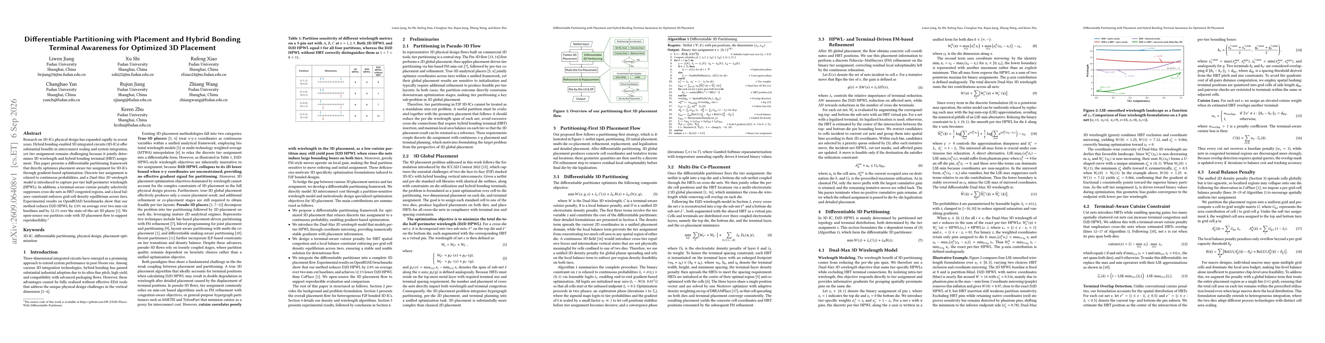 Thumbnail for Differentiable Partitioning with Placement and Hybrid Bonding Terminal Awareness for Optimized 3D Placement