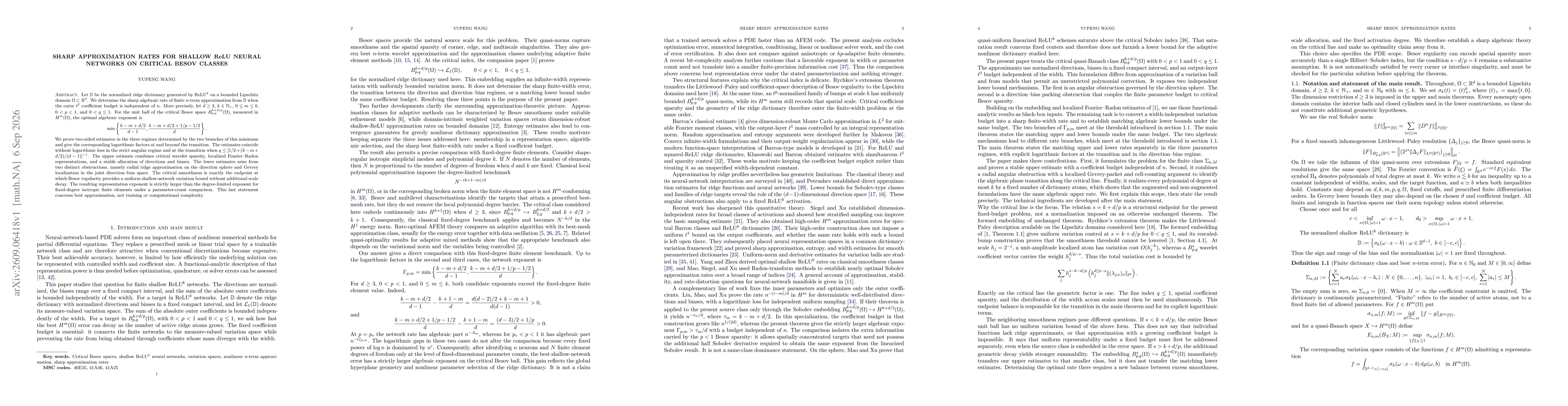 Thumbnail for Sharp approximation rates for shallow ReLU neuralnetworks on critical Besov classes