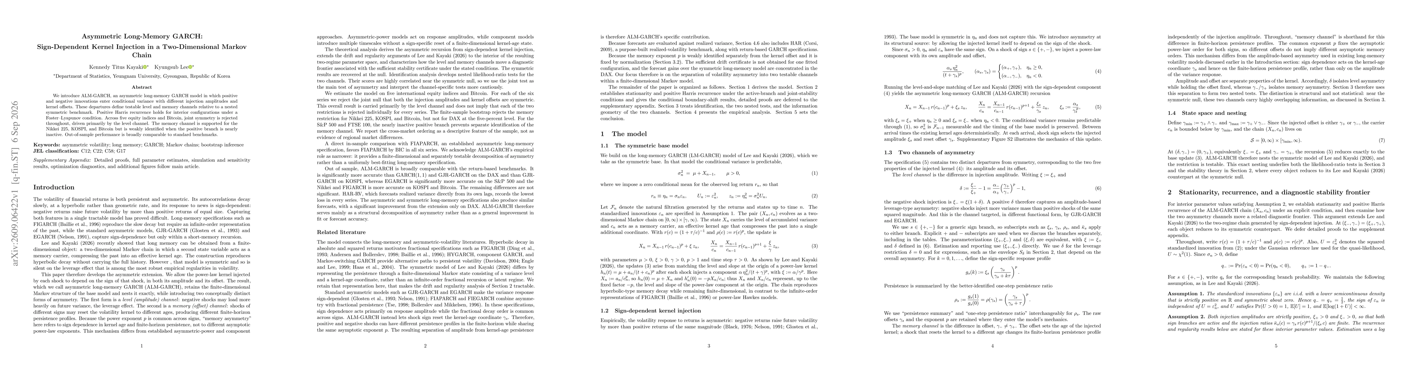 Thumbnail for Asymmetric Long-Memory GARCH: Sign-Dependent Kernel Injection in a Two-Dimensional Markov Chain