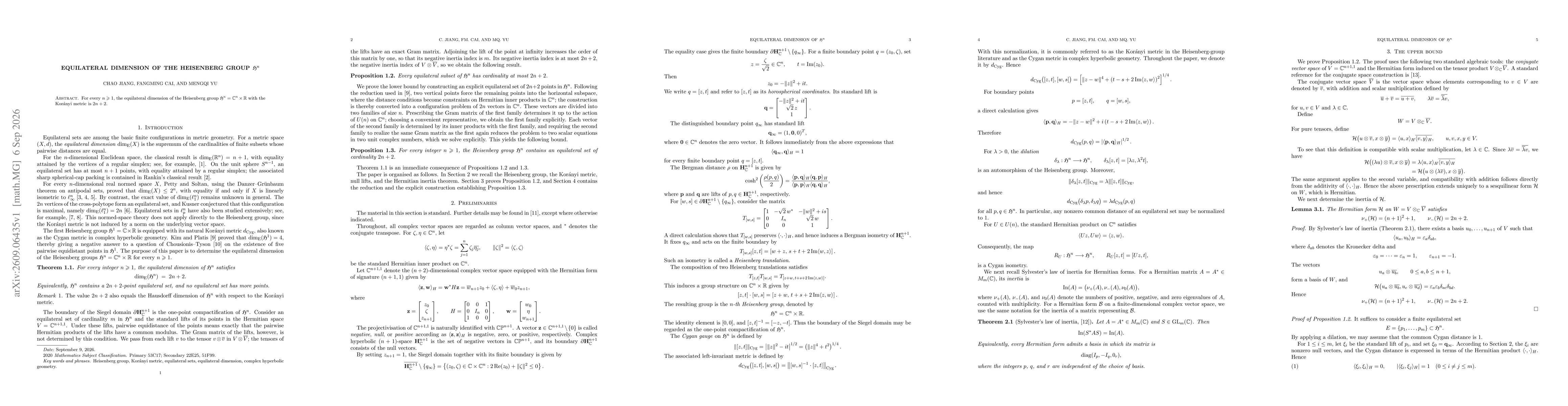 Thumbnail for Equilateral dimension of the Heisenberg group $\fH^n$