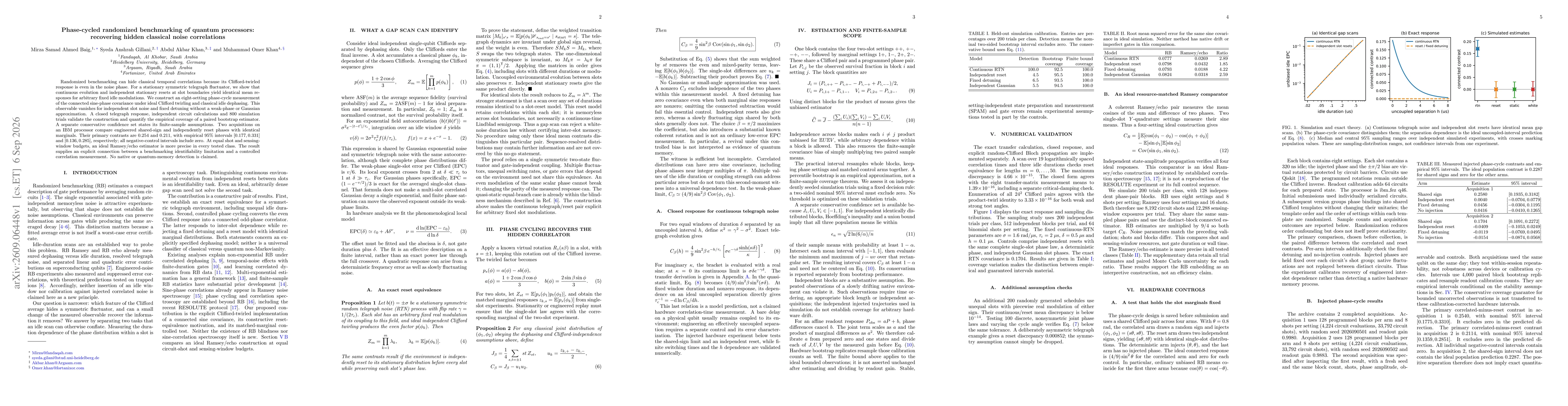 Thumbnail for Phase-cycled randomized benchmarking of quantum processors: recovering hidden classical noise correlations