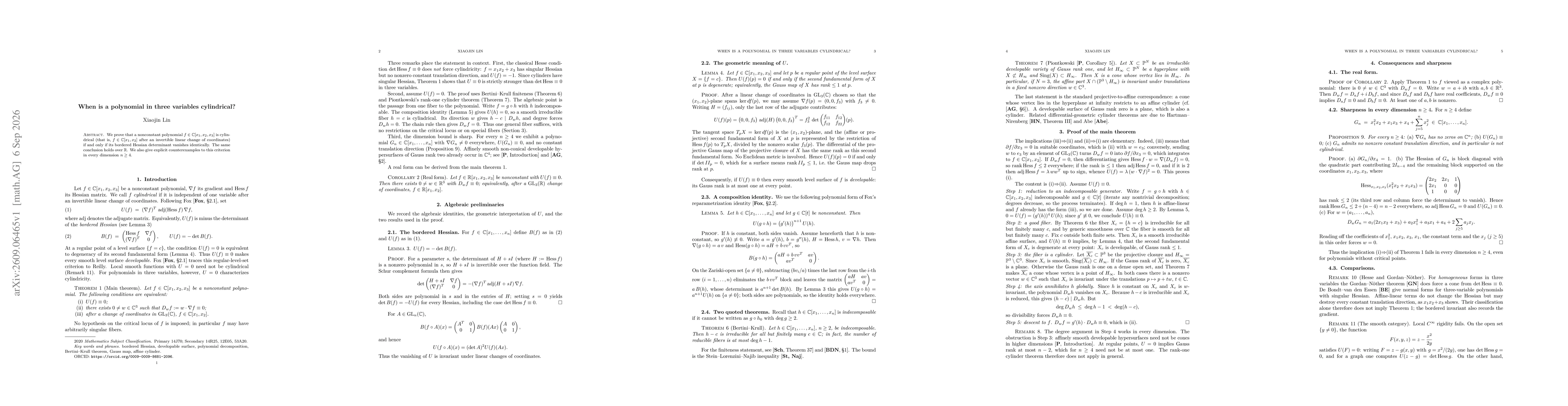 Thumbnail for When is a polynomial in three variables cylindrical?