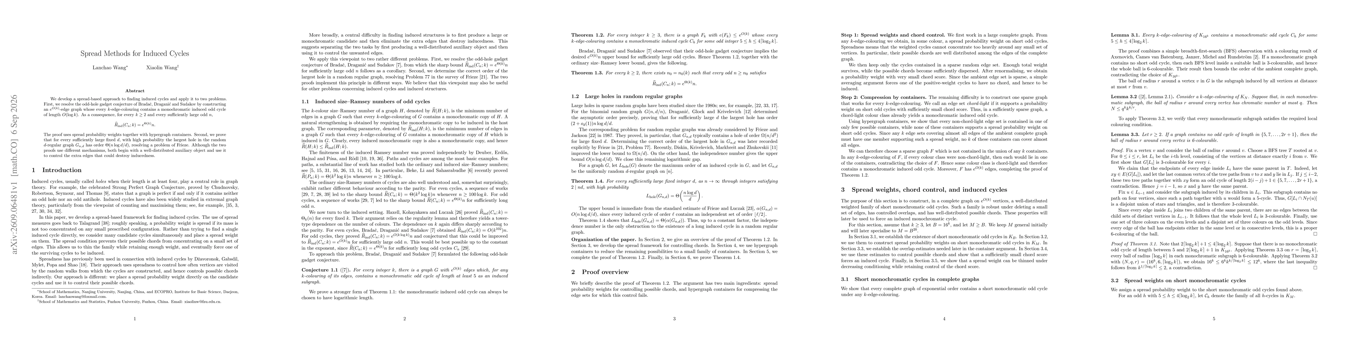 Thumbnail for Spread Methods for Induced Cycles